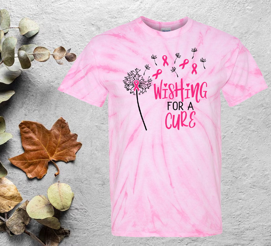 Wishing for a Cure Breast Cancer Awareness Graphic Tee product image 1