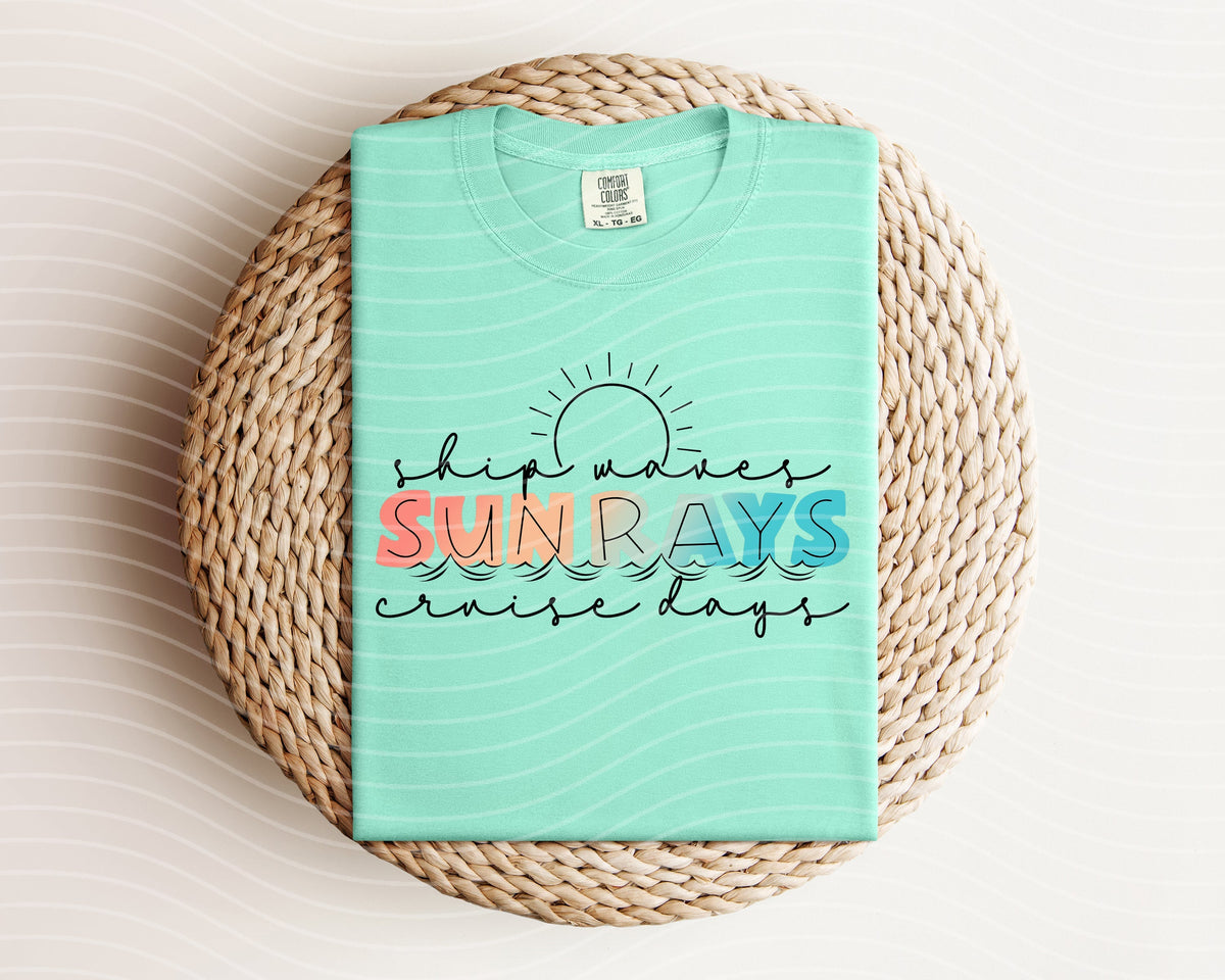 Ship Waves Sun Rays Cruise Days Graphic Tee product image 1