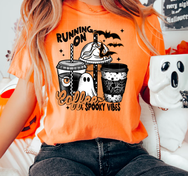 Running on Coffee and Spooky Vibes Graphic Tee product image 1